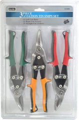 Value Collection - 3 Piece Aviation Snip Set - Left, Right, Straight, 10" OAL, 1-3/8" LOC - A1 Tooling