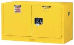 Justrite - 2 Door, 1 Shelf, Yellow Steel Stackable Safety Cabinet for Flammable and Combustible Liquids - 24" High x 43" Wide x 18" Deep, Manual Closing Door, 17 Gal Capacity - A1 Tooling