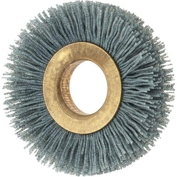 Osborn - 2" OD, 5/8" Arbor Hole, Crimped Nylon Wheel Brush - 3/8" Face Width, 7/16" Trim Length, 0.024" Filament Diam, 15,000 RPM - A1 Tooling