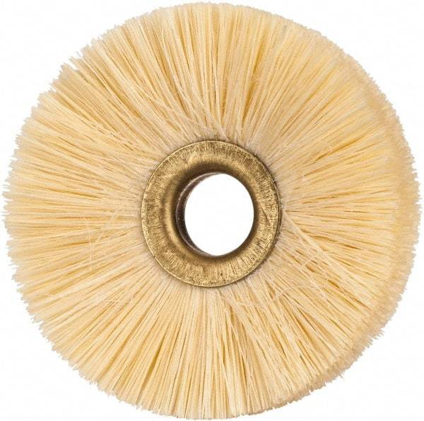 Osborn - 2-1/2" OD, 1/2" Arbor Hole, Natural Fiber Wheel Brush - 5/16" Face Width, 3/4" Trim Length, 20,000 RPM - A1 Tooling