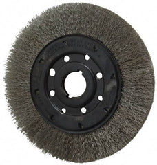 Osborn - 8" OD, 1-1/4" Arbor Hole, Crimped Stainless Steel Wheel Brush - 3/4" Face Width, 1-1/2" Trim Length, 0.0104" Filament Diam, 4,500 RPM - A1 Tooling