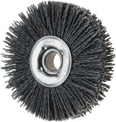 Osborn - 4" OD, 5/8" Arbor Hole, Nylon Wheel Brush - 7/8" Face Width, 1-1/8" Trim Length, 18,000 RPM - A1 Tooling