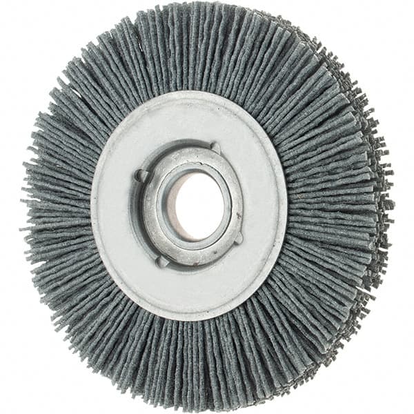 Osborn - 4" OD, 5/8" Arbor Hole, Crimped Nylon Wheel Brush - 5/8" Face Width, 3/4" Trim Length, 0.04" Filament Diam, 12,000 RPM - A1 Tooling