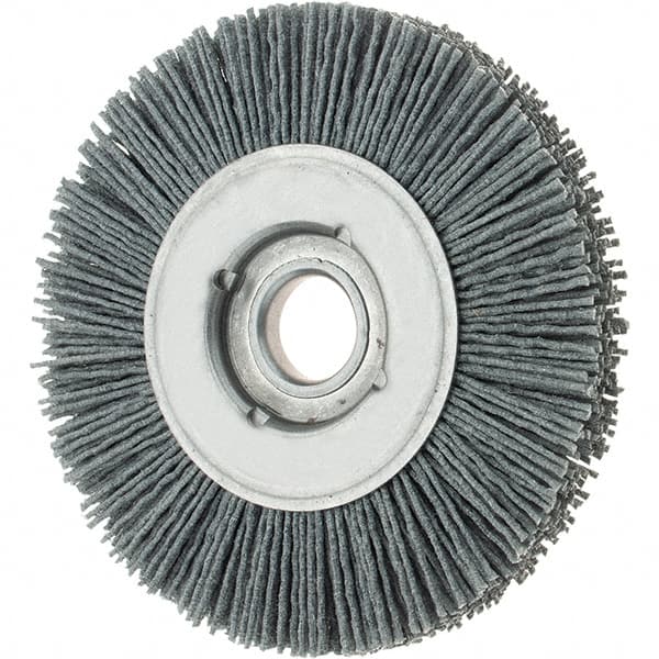 Osborn - 4" OD, 5/8" Arbor Hole, Crimped Nylon Wheel Brush - 5/8" Face Width, 3/4" Trim Length, 0.035" Filament Diam, 12,000 RPM - A1 Tooling