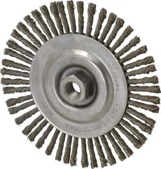 Osborn - 6-1/2" OD, 5/8-11 Arbor Hole, Knotted Steel Wheel Brush - 1/4" Face Width, 1-7/32" Trim Length, 0.02" Filament Diam, 12,000 RPM - A1 Tooling