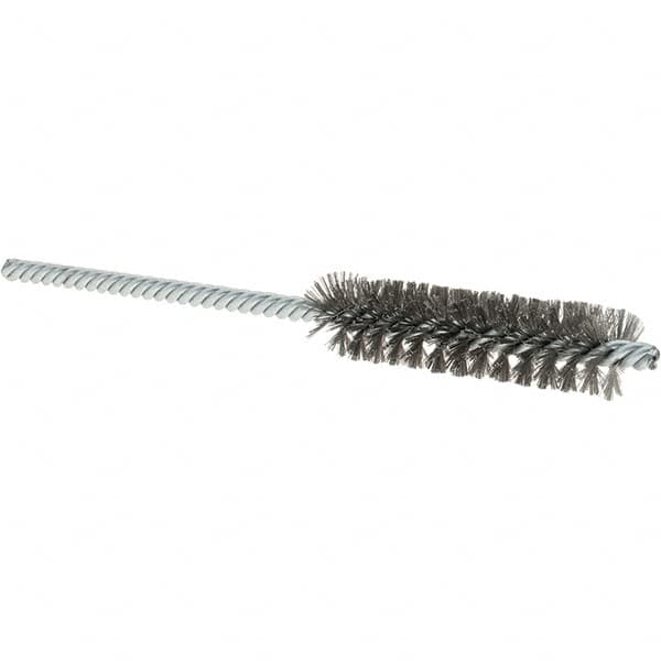 Osborn - 1/2" Diam Helical Steel Tube Brush - Double Spiral, 0.004" Filament Diam, 2" Brush Length, 5" OAL, 0.187" Diam Shank - A1 Tooling