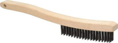 Osborn - 3 Rows x 19 Columns Steel Scratch Brush - 6" Brush Length, 13-11/16" OAL, 1-1/8" Trim Length, Wood Curved Handle - A1 Tooling