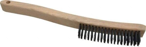 Osborn - 4 Rows x 19 Columns Steel Scratch Brush - 6" Brush Length, 13-11/16" OAL, 1-1/8" Trim Length, Wood Curved Handle - A1 Tooling