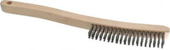 Osborn - 3 Rows x 19 Columns Stainless Steel Scratch Brush - 6" Brush Length, 13-11/16" OAL, 1-1/8" Trim Length, Wood Curved Handle - A1 Tooling