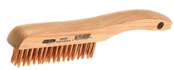 Osborn - 4 Rows x 16 Columns Bronze Scratch Brush - 5-1/4" Brush Length, 10" OAL, 1-1/8" Trim Length, Wood Shoe Handle - A1 Tooling