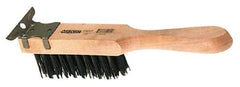 Osborn - 4 Rows x 11 Columns Steel Scratch Brush - 5-1/2" Brush Length, 11-3/8" OAL, 1-5/8" Trim Length, Wood Straight Handle - A1 Tooling