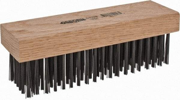 Osborn - 6 Rows x 19 Columns Steel Scratch Brush - 7-1/4" Brush Length, 1-11/16" Trim Length, Wood Straight Handle - A1 Tooling