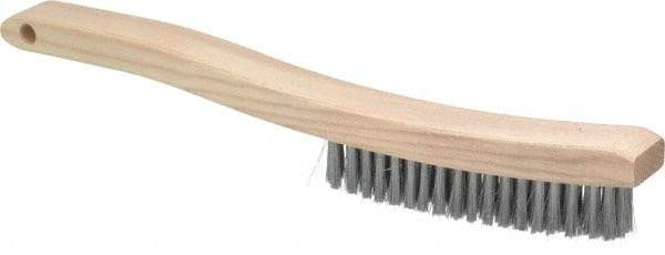 Osborn - 4 Rows x 18 Columns Steel Plater's Brush - 5-3/4" Brush Length, 13-1/4" OAL, 1" Trim Length, Wood Curved Handle - A1 Tooling