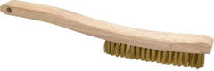 Osborn - 4 Rows x 18 Columns Brass Plater's Brush - 5-3/4" Brush Length, 13-1/4" OAL, 1" Trim Length, Wood Curved Handle - A1 Tooling