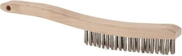 Osborn - 4 Rows x 18 Columns Stainless Steel Plater's Brush - 5-3/4" Brush Length, 13-1/4" OAL, 1" Trim Length, Wood Curved Handle - A1 Tooling