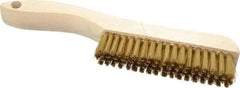 Osborn - 4 Rows x 18 Columns Brass Plater's Brush - 4-3/4" Brush Length, 10" OAL, 1" Trim Length, Wood Shoe Handle - A1 Tooling