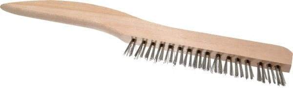 Osborn - 1 Rows x 16 Columns Stainless Steel Plater's Brush - 5" Brush Length, 10" OAL, 3/4" Trim Length, Wood Shoe Handle - A1 Tooling