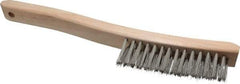 Osborn - 3 Rows x 14 Columns Stainless Steel Scratch Brush - 13-3/4" OAL, 1-1/2" Trim Length, Wood Curved Handle - A1 Tooling