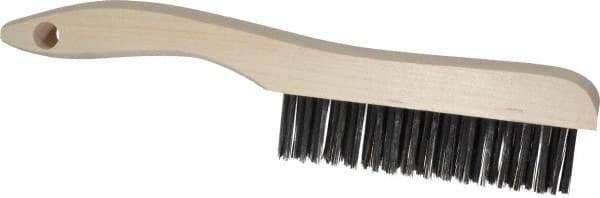 Osborn - 4 Rows x 16 Columns Steel Scratch Brush - 5-1/4" Brush Length, 10" OAL, 1-1/8" Trim Length, Wood Shoe Handle - A1 Tooling