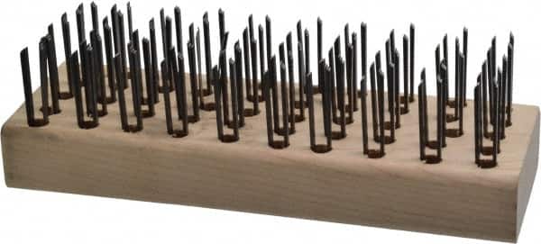 Osborn - 5 Rows x 10 Columns Steel Scratch Brush - 7-5/8" Brush Length, 7-5/8" OAL, 1" Trim Length, Wood Straight Handle - A1 Tooling