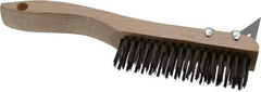 Osborn - 4 Rows x 16 Columns Steel Scratch Brush - 5-1/4" Brush Length, 10" OAL, 1-1/8" Trim Length, Wood Shoe Handle - A1 Tooling