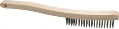 Osborn - 3 Rows x 19 Columns Stainless Steel Scratch Brush - 6" Brush Length, 13-3/4" OAL, 1-1/8" Trim Length, Wood Curved Handle - A1 Tooling