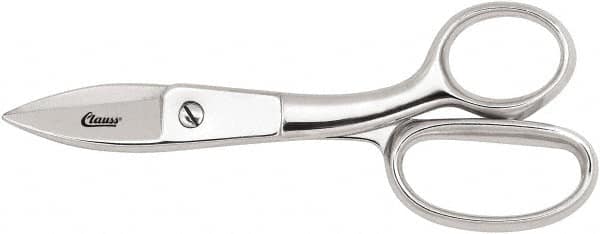 Clauss - 5" LOC, 7-3/4" OAL Chrome Plated Straight Shears - Serrated, Steel Straight Handle, For Paper, Fabric - A1 Tooling