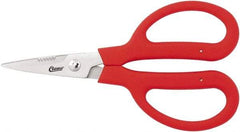 Clauss - 3" LOC, 9-1/4" OAL Stainless Steel Blunt Point Trimmers - Serrated, Plastic Handle, For Paper, Fabric - A1 Tooling