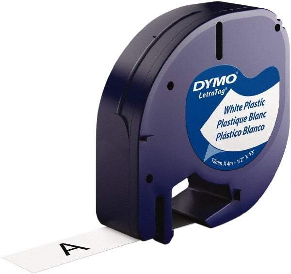 Dymo - 1/2" Wide x 156" Long, Black on White Plastic Label Printer Cartridge - For DYMO Letratag Printers - A1 Tooling