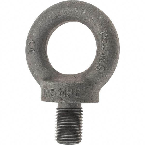 Value Collection - 5,100 Kg Capacity, Steel, M36x4.00 Thread, Fixed Lifting Eye Bolt - Fully Threaded, 54mm Shank, 54mm Thread Length, Shoulder - A1 Tooling