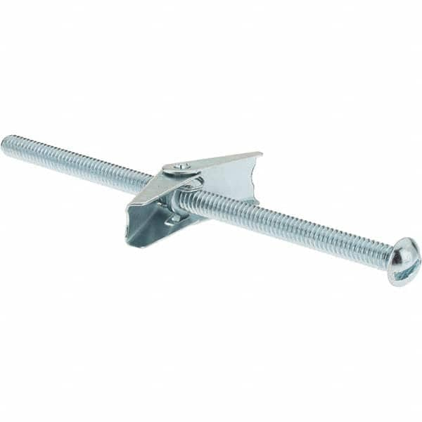 Value Collection - 1/4" Diam, 5" Long, Toggle Bolt Drywall & Hollow Wall Anchor - Steel, Use with Concrete/Masonry, Hollow Tile, Plaster & Wallboard - A1 Tooling