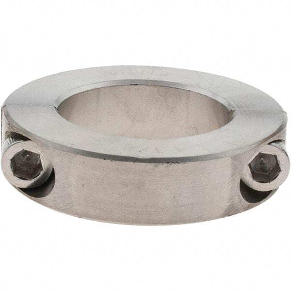 Value Collection - 1-1/4" Bore, Stainless Steel, Two Piece Shaft Collar - 2-1/16" Outside Diam, 1/2" Wide - A1 Tooling