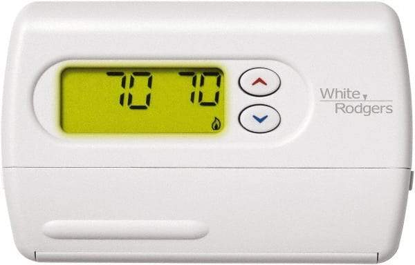 White-Rodgers - 45 to 90°F, 1 Heat, 1 Cool, Digital Nonprogrammable Heat Pump Thermostat - 0 to 30 Volts, Horizontal Mount, Push Button Switch - A1 Tooling