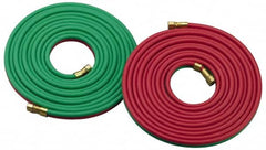 Parker - 3/8" Inside x 0.656" Outside Diam, Grade R Welding Hose - Green & Red, 25' Long, Twin Style, 200 psi Working Pressure - A1 Tooling