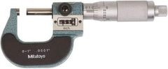 Mitutoyo - 0 to 1 Inch Range, Standard Throat, Electronic Outside Micrometer - 0.0001 Inch Accuracy, Friction Thimble, Rotating Spindle, Includes NIST Traceability Certification - A1 Tooling