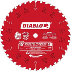 Freud - 10" Diam, 5/8" Arbor Hole Diam, 40 Tooth Wet & Dry Cut Saw Blade - Carbide-Tipped, Standard Round Arbor - A1 Tooling