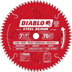 Freud - 7-1/4" Diam, 5/8" Arbor Hole Diam, 70 Tooth Wet & Dry Cut Saw Blade - Carbide-Tipped, Standard Round Arbor - A1 Tooling