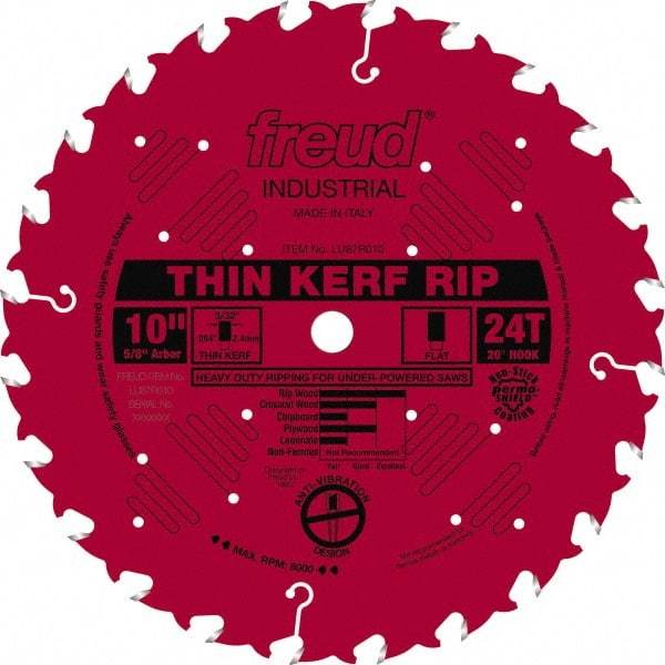 Freud - 10" Diam, 5/8" Arbor Hole Diam, 24 Tooth Wet & Dry Cut Saw Blade - Carbide-Tipped, Standard Round Arbor - A1 Tooling