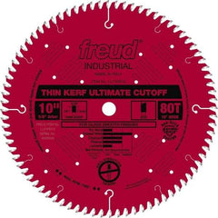 Freud - 10" Diam, 5/8" Arbor Hole Diam, 80 Tooth Wet & Dry Cut Saw Blade - Carbide-Tipped, Standard Round Arbor - A1 Tooling