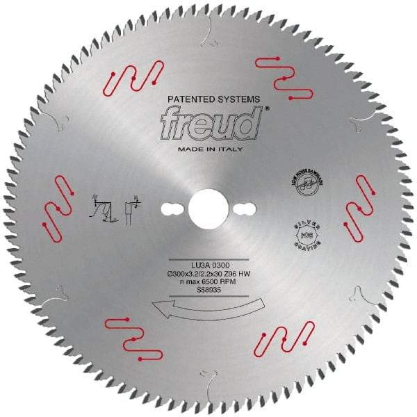 Freud - 300mm Diam, 1" Arbor Hole Diam, 96 Tooth Wet & Dry Cut Saw Blade - Carbide-Tipped, Standard Round Arbor - A1 Tooling