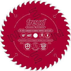 Freud - 10" Diam, 5/8" Arbor Hole Diam, 40 Tooth Wet & Dry Cut Saw Blade - Carbide-Tipped, Standard Round Arbor - A1 Tooling