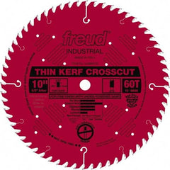 Freud - 10" Diam, 5/8" Arbor Hole Diam, 60 Tooth Wet & Dry Cut Saw Blade - Carbide-Tipped, Standard Round Arbor - A1 Tooling