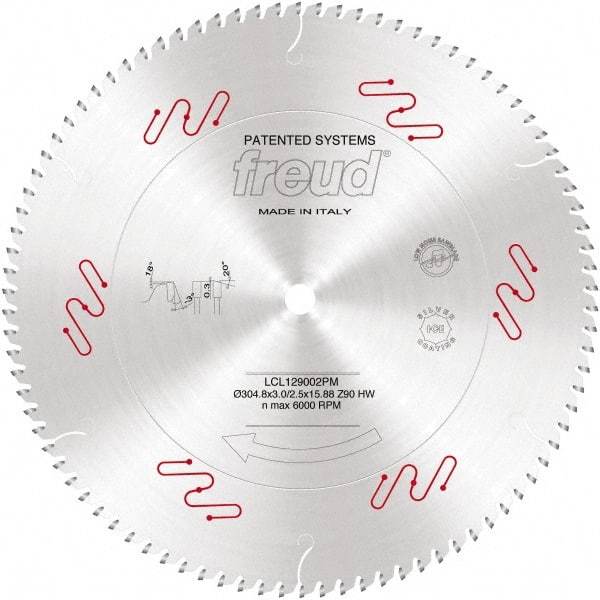 Freud - 305mm Diam, 3-1/8" Arbor Hole Diam, 36 Tooth Wet & Dry Cut Saw Blade - Carbide-Tipped, Standard Round Arbor - A1 Tooling