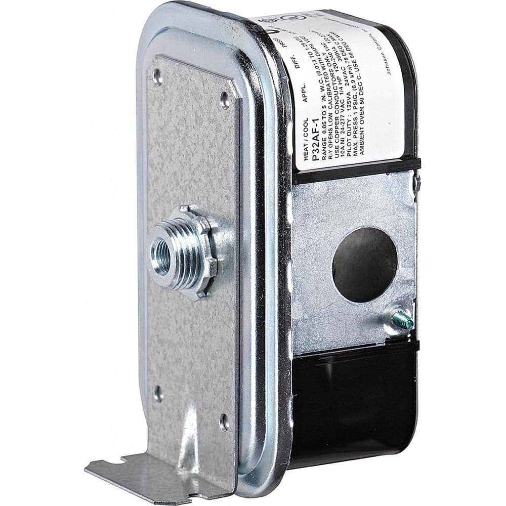 Johnson Controls - Pressure, Vacuum & Compound Switches; Maximum Adjustable Range: 12" wc VAC ; Minimum Adjustable Range: 0.15" wc VAC ; Type: Differential Air Pressure Switch ; Maximum Pressure Setting: 12" wc VAC ; Thread Size: 1/8 ; Thread Type: NPT - Exact Industrial Supply