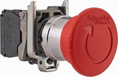 Schneider Electric - 22mm Mount Hole, Extended Mushroom Head, Pushbutton Switch Only - Round, Red Pushbutton, Nonilluminated, Trigger Action, Off, Shock and Vibration Resistant - A1 Tooling