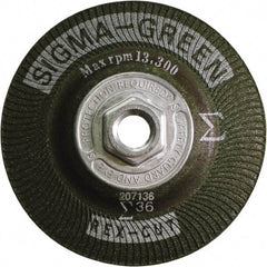 Rex Cut Product - 36 Grit, 4-1/2" Wheel Diam, Type 27 Depressed Center Wheel - Zirconia Alumina/Aluminum Oxide Blend - A1 Tooling