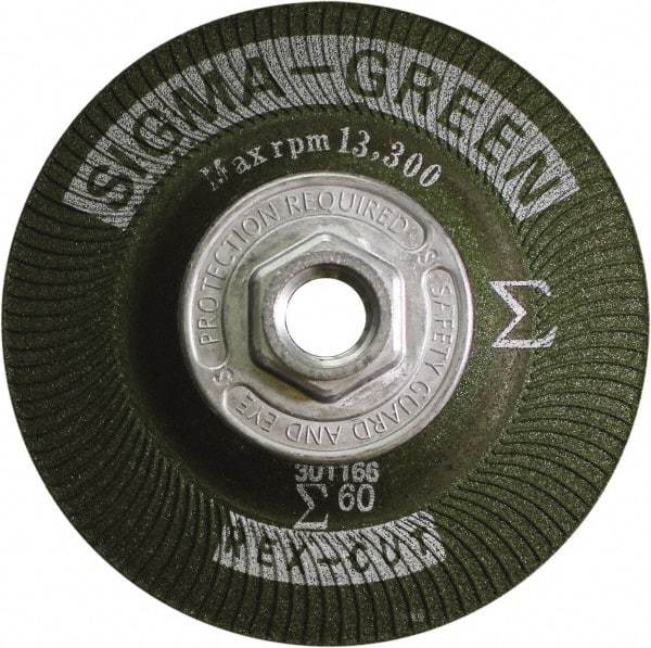 Rex Cut Product - 60 Grit, 4-1/2" Wheel Diam, Type 27 Depressed Center Wheel - Zirconia Alumina/Aluminum Oxide Blend - A1 Tooling