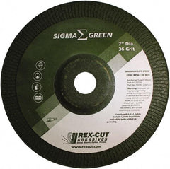 Rex Cut Product - 36 Grit, 7" Wheel Diam, 7/8" Arbor Hole, Type 27 Depressed Center Wheel - Zirconia Alumina/Aluminum Oxide Blend - A1 Tooling