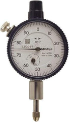 Mitutoyo - 0.025" Range, 0-100 Dial Reading, 0.001" Graduation Dial Drop Indicator - 40mm Dial, 0.1" Range per Revolution, 0.0001" Accuracy, Includes NIST Traceability Certification - A1 Tooling