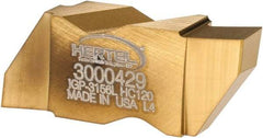 Hertel - 3156IGP Grade HC120, 3.96mm Cutting Width Carbide Grooving Insert - 4.57mm Max Depth of Cut, Left Hand, TiN Finish - A1 Tooling